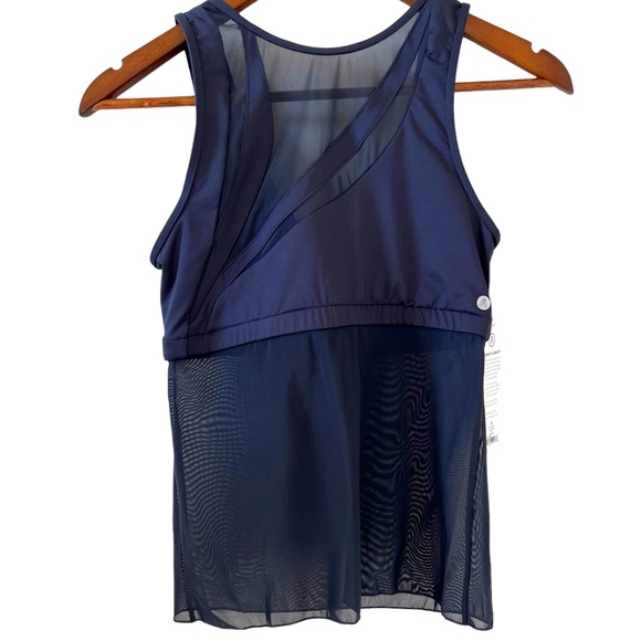 AMARI Active NEW Tidal Mesh Bra Tank Top In Midnight Navy Size S - Picture 6 of 14